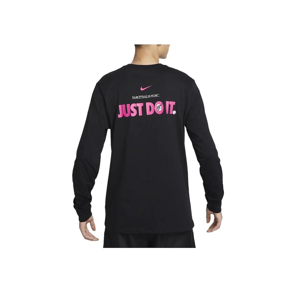 Nike Letter Logo Print Basketball Crew Neck Casual Long Sleeve T-Shirt Men Tops Black FQ4919-010