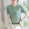 2026 New Style Summer Ice Silk T-Shirt: Chic Short-Sleeved Knit for Middle-Aged & Elderly Women