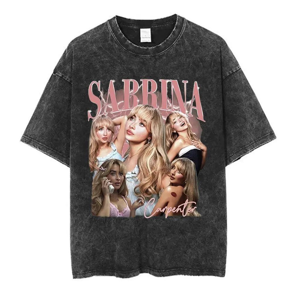 Sabrina Carpenter Graphic Tshirt Merch Vintage Washed Tshirt Unisex Women Clothing Cotton Casual Oversized Short Sleeve T Shirt