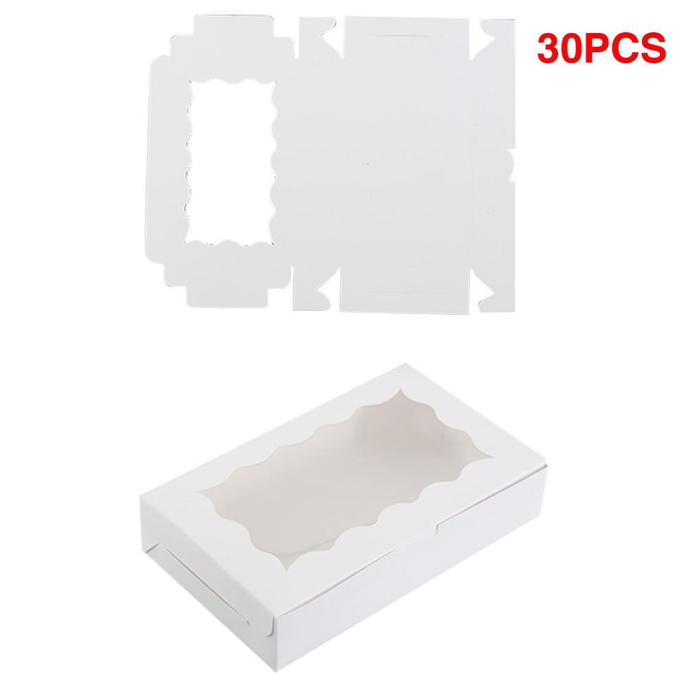 30 Pieces Kraft Bakery Box with Clear Window Bakery Candy Box Pastry Box for Pastry Biscuit Macaron Pie Candy Donuts