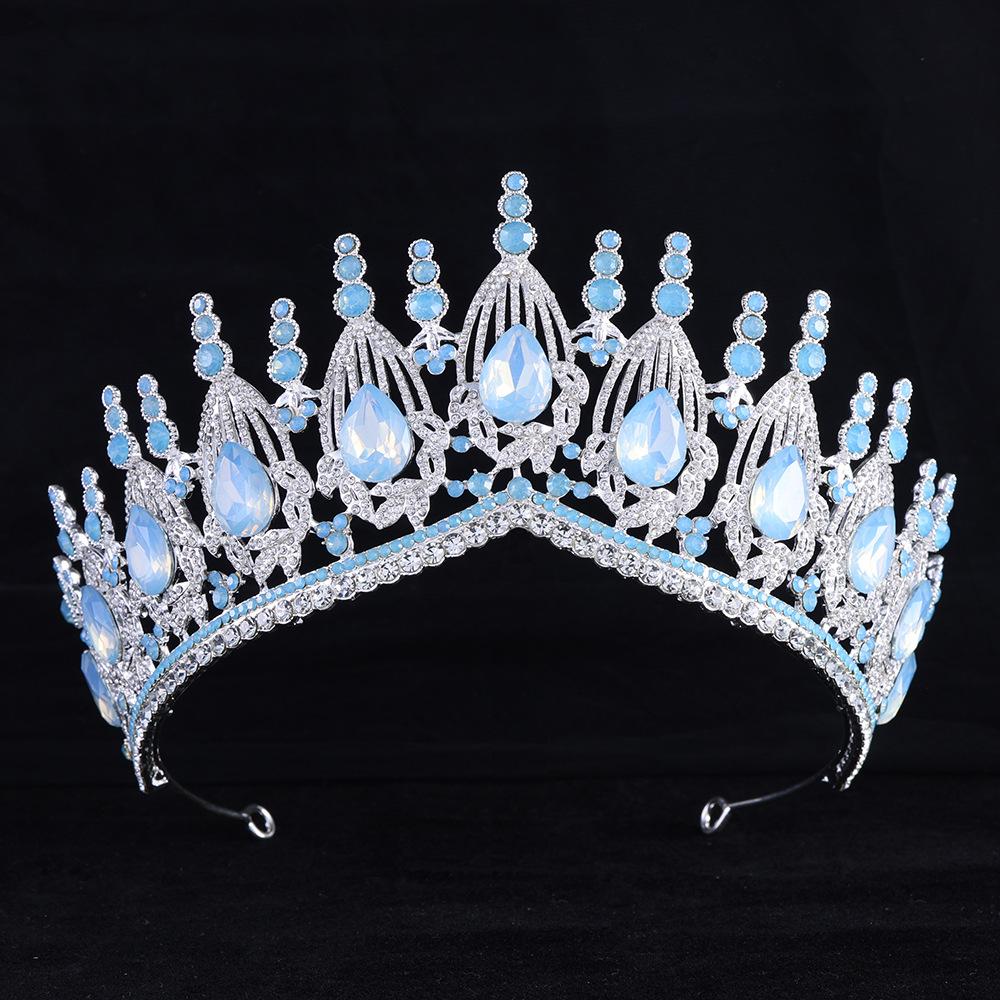 

DIEZI 17 Colors Luxury Princess Opal Crystal Crown For Women Girls Wedding Elegant Luxury Baroque Tiara Party Hair Dress Jewelry