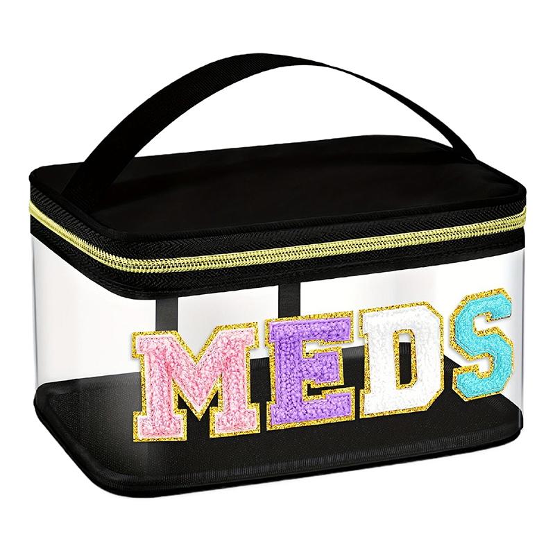 

1 шт. Нашивка с буквой Прозрачная водонепроницаемая дорожная сумка Сумка для хранения лекарств Сумка для хранения туалетных принадлежностей Подходит для пациентов и медсестер