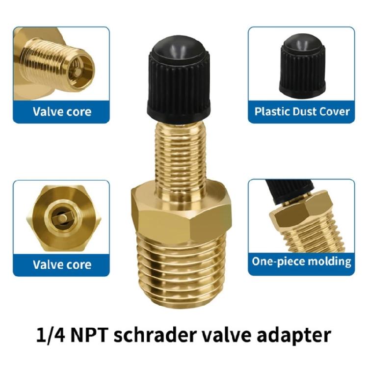 Pack Of 2 Brass Air Inflator Adapters 1/4 Inch NPT Valves Fit for Pneumatic Tool Automotive Tire Inflation And Air Tools