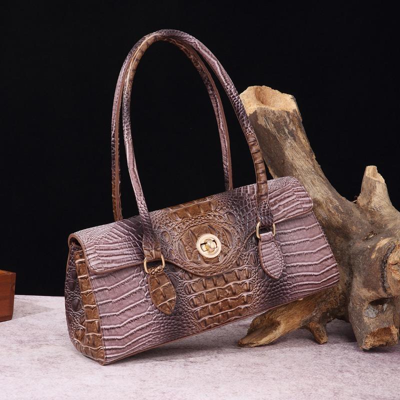 Handbag Shoulder Bag Vintage Tote Bag Underarm Bag Baguette Bag Alligator Print Bag for Women