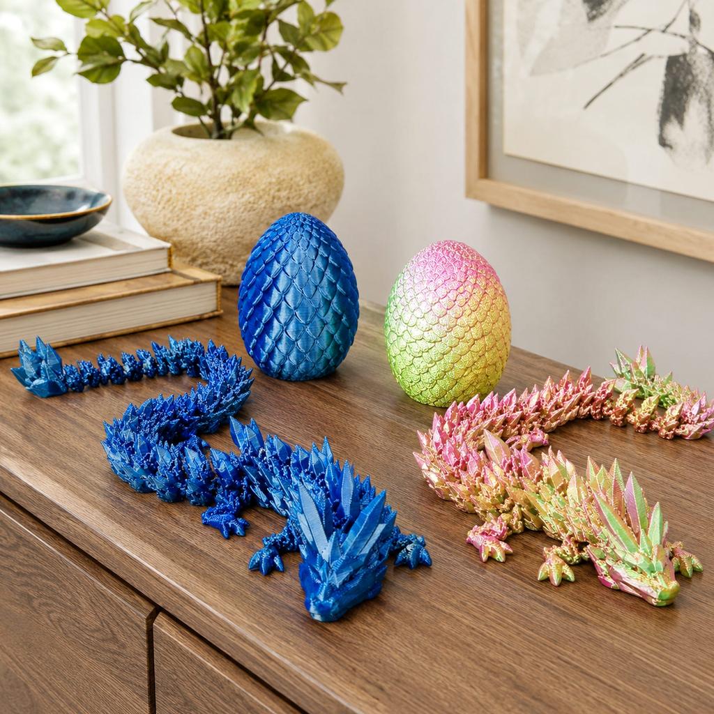 3D Printed Dragon Egg and Dragon Model Set Includes 13cm Dragon Egg and 30cm Dragon Figurine Detailed Texture Design Collectible Display