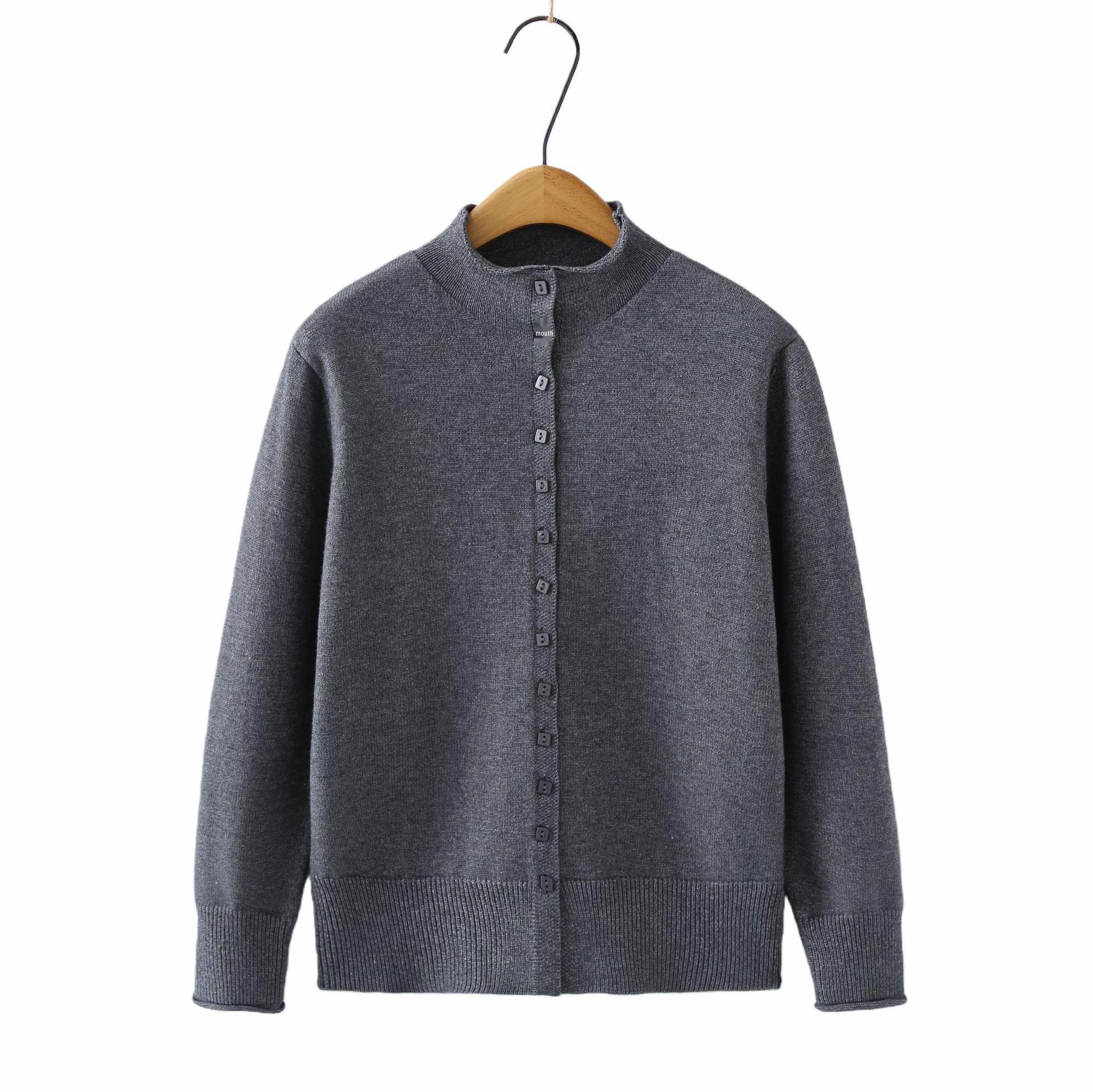 

2025 Plus Size Women s Stand Collar Knit Cardigan - Long Sleeve Sweater for Autumn/Winter 3XL сірий колір