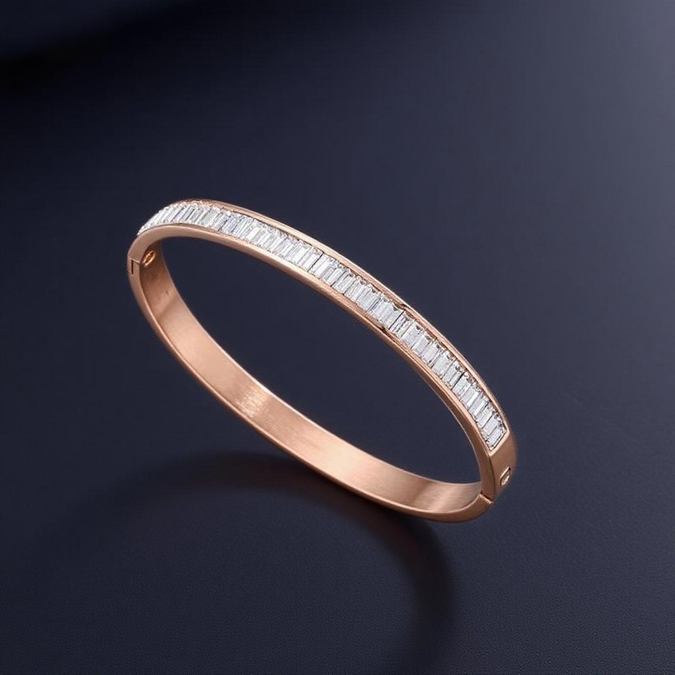 High-End Titanium Steel Women s Bracelet with Inlaid Diamonds