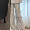Vintage American High-Street Grey Sweatpants for Women - Spring Loose Straight-Leg Floor-Length Casual Wide-Leg Joggers