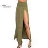Maxi Skirt Sexy High Waist Side Slit Design Floor Length Skirt Solid Color Beach Travel Parties Slimming Skirt