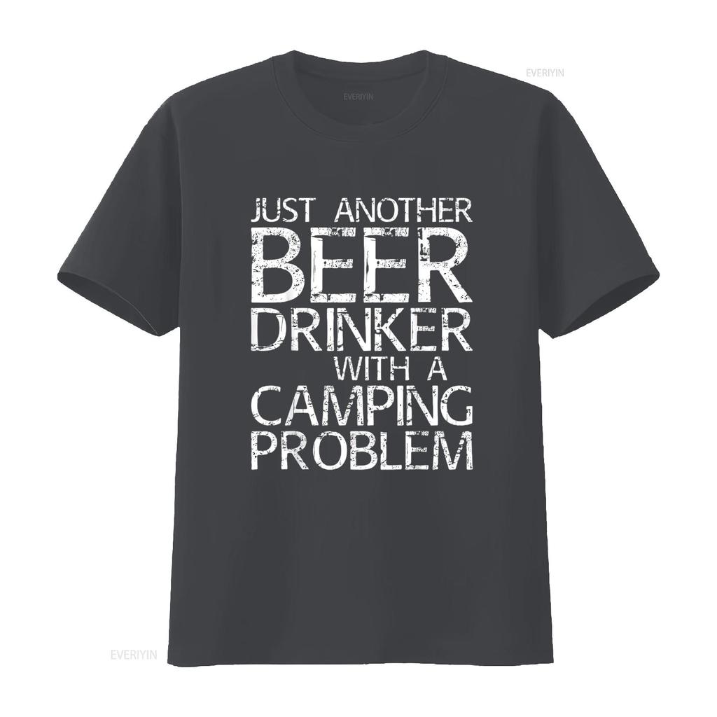 Mens Just Another Beer Drinker With A Camping Problem T Shirt Black Vintage Washed Graphic Versatile Top For Everyday Wear