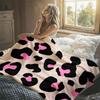 Pink Black Leopard Flannel Blanket Warm Soft Halloween Christmas Decorative Couch Warm Cozy All-Season Gift