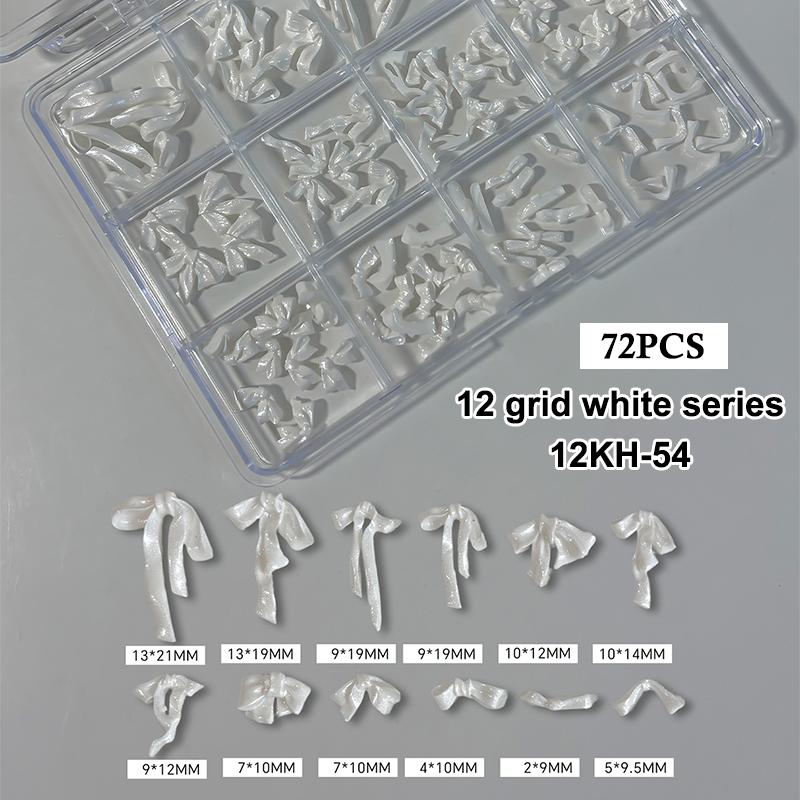 48/72Pcs Nail Satin Light Nail Charms Bowknot Jewelry Soft Carved Resin Bow Tie Nail Art Decoration Ribbon Bow  Diy