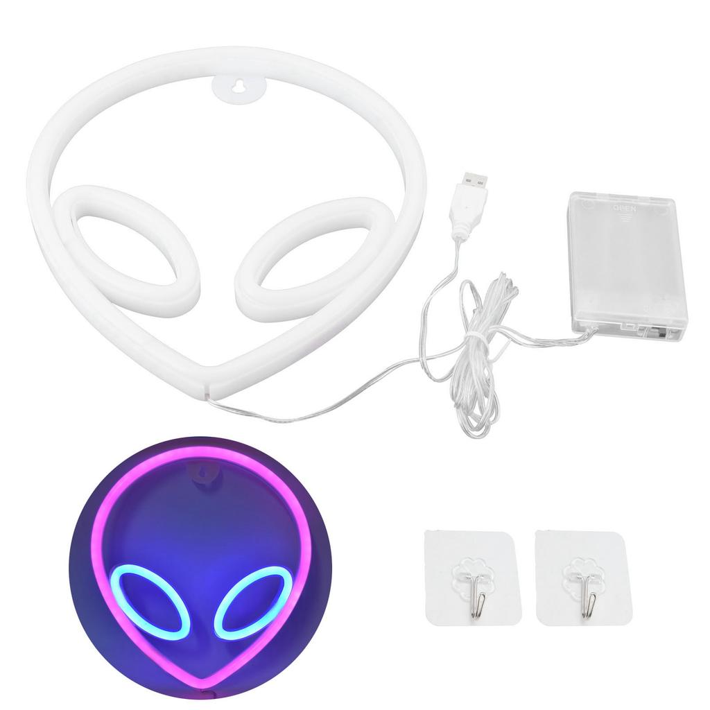 Einzigartige Alien Neonlicht Batterie USB Betrieben Dekorative LED Neon Schild Wanddekoration Rosa Blau