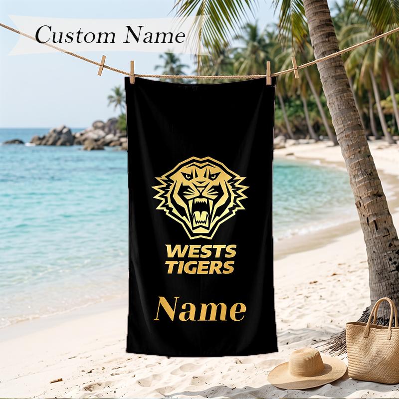 Wests Tigers Individuell bedrucktes Strandtuch Personalisierbares Weiches Handtuch für Schwimmen Strand Reisen
