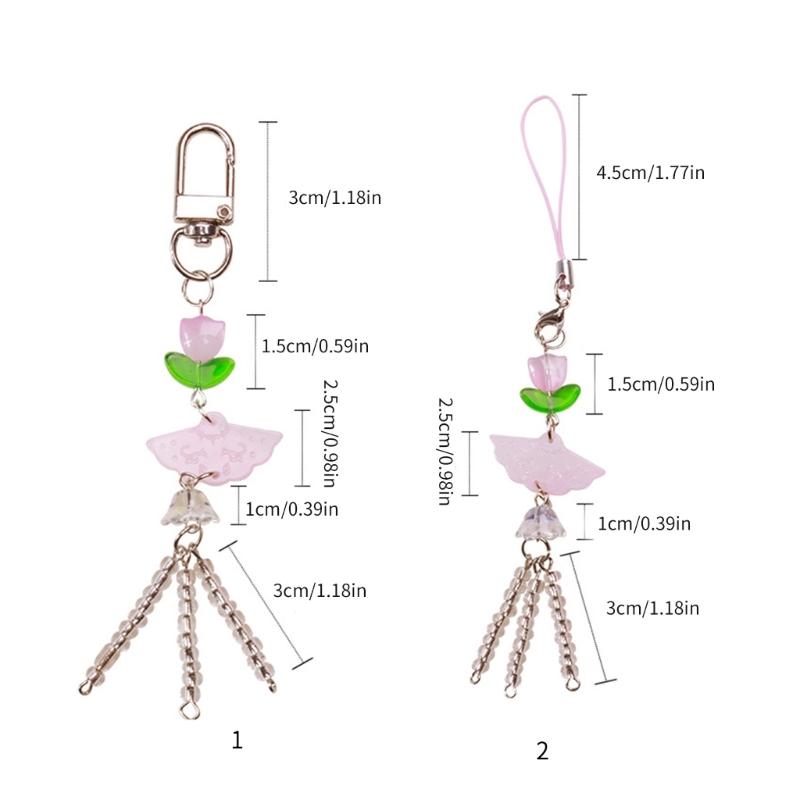 Fashionable Decorative Bead Pendant Chain Portable Fan Pendant Phone Accessory Fringe Phone Chain Hangings Decorations