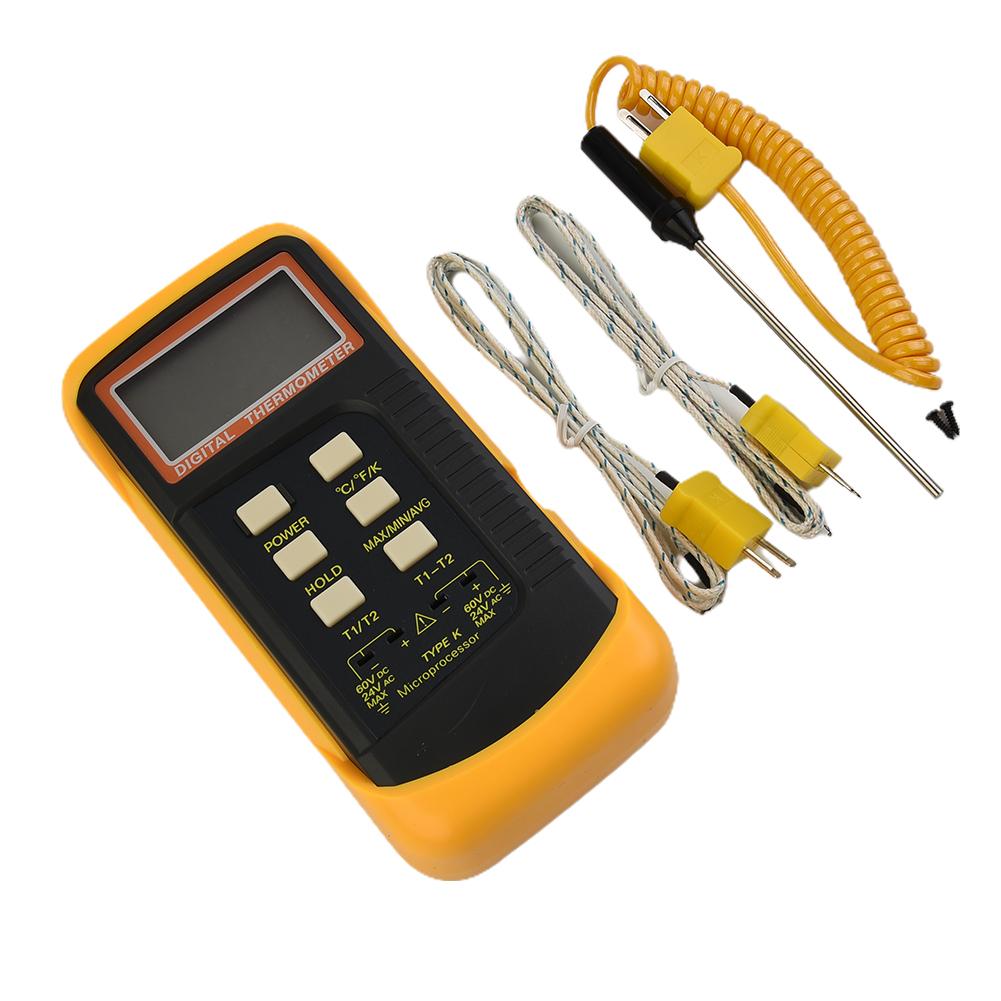 2 Sensors Thermocouple Thermometer & Probe Measurement -50°C To 1300°C