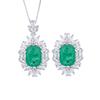 Jewelry Copper Bottom Plating Simulation Emerald Aquamarine Fat Rectangular Light Luxury Temperament Set Female 12 * 16