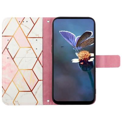 For Xiaomi Redmi Note 13 Pro 5G/Poco X6 5G Leather Case with Shoulder Strap Marble Pattern Phone Stand Cover