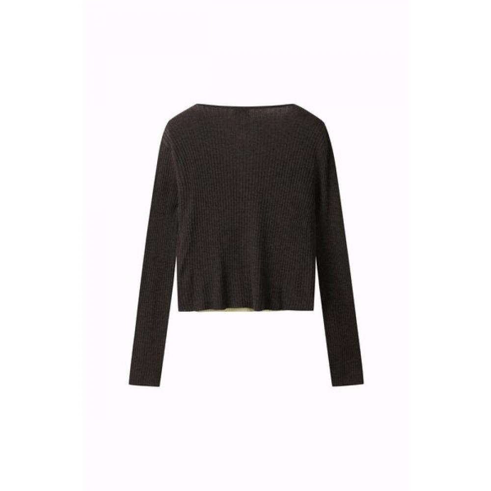 Benetton Women Rib Slim Knit Cardigan Bakcf1641