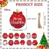 Christmas Decorations Wooden Ornaments, 12Pcs Red Hanging Christmas Tree Decoration Items with Snowflake Pattern, Wood Baubles for Xmas Tree