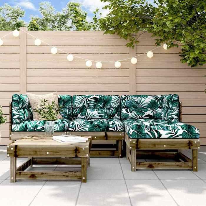 VidaXL Salon de jardin 5 pcs avec coussins bois de pin imprégné 3185793