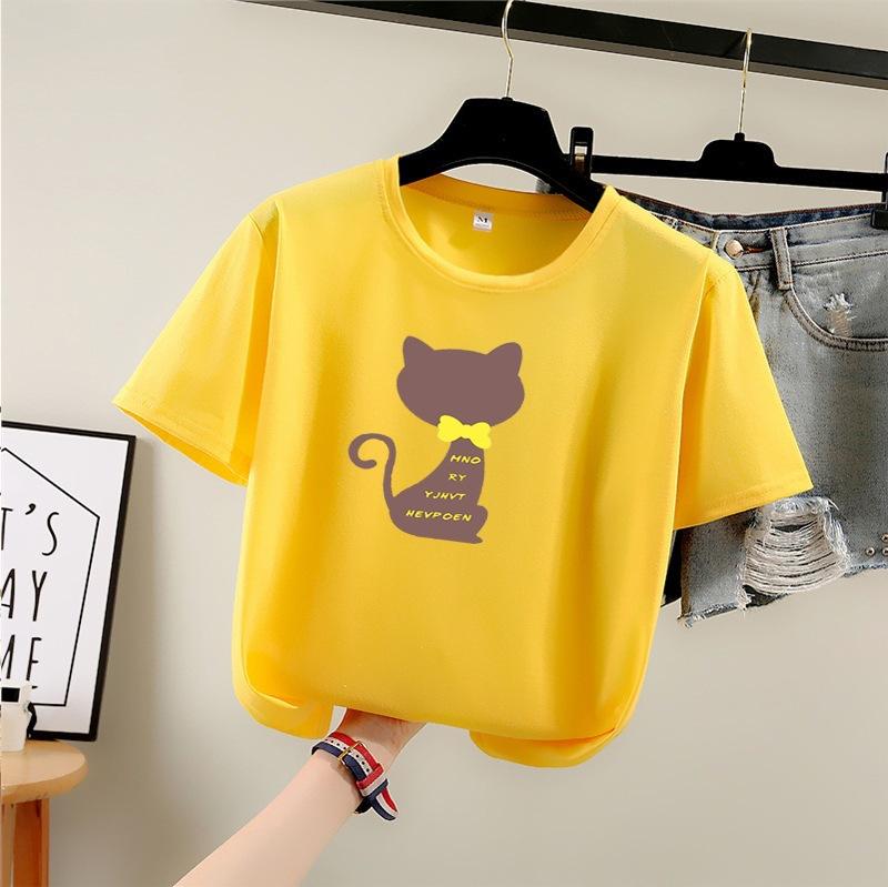 

Лето 2025 г. Новая женская футболка с короткими рукавами и круглым вырезом с принтом S жёлтый