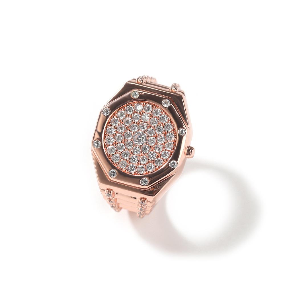Hip Hop Punk AP Watch Ring Copper Inlaid Zircon ins Style Personality Trend Men's Ring