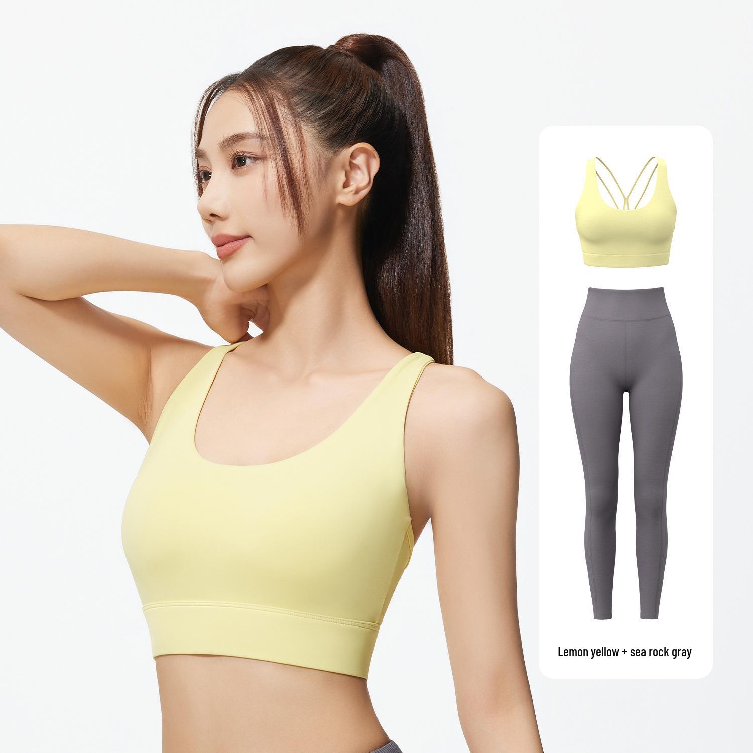 

Женский ударопрочный сетчатый спортивный бюстгальтер и комплект формирующих леггинсов с высокой талией XXL