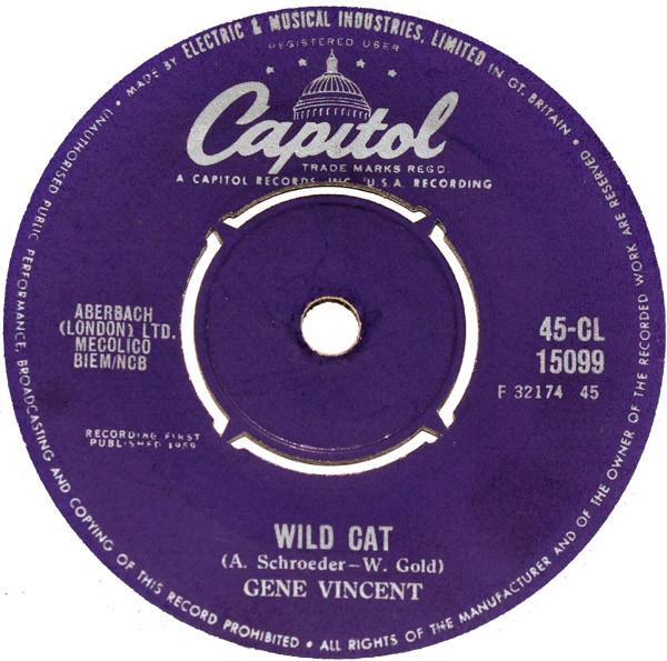 

7inch Record GENE VINCENT - Wild Cat / Right Here On Earth 45CL15099 Capitol Records 1959 UK Rock Used