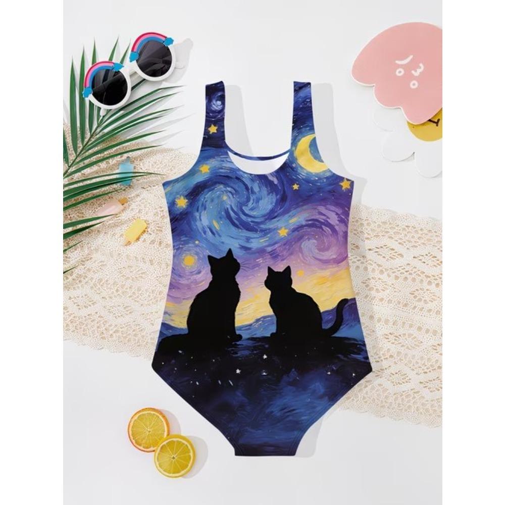 Mädchen Badeanzug Einteiler Niedlich Cartoon Bunt Einhorn Print Ärmellos Badebekleidung Kinder Sommer Strand Badeanzug