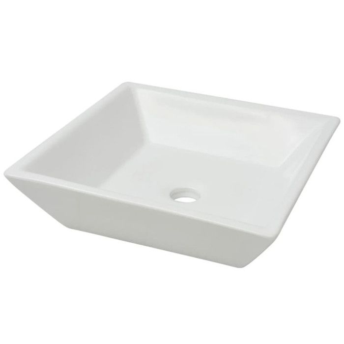 VidaXL Lavabo Carrée Céramique Blanc 41,5x41,5x12 cm Vasque à Poser Salle Bain 142344