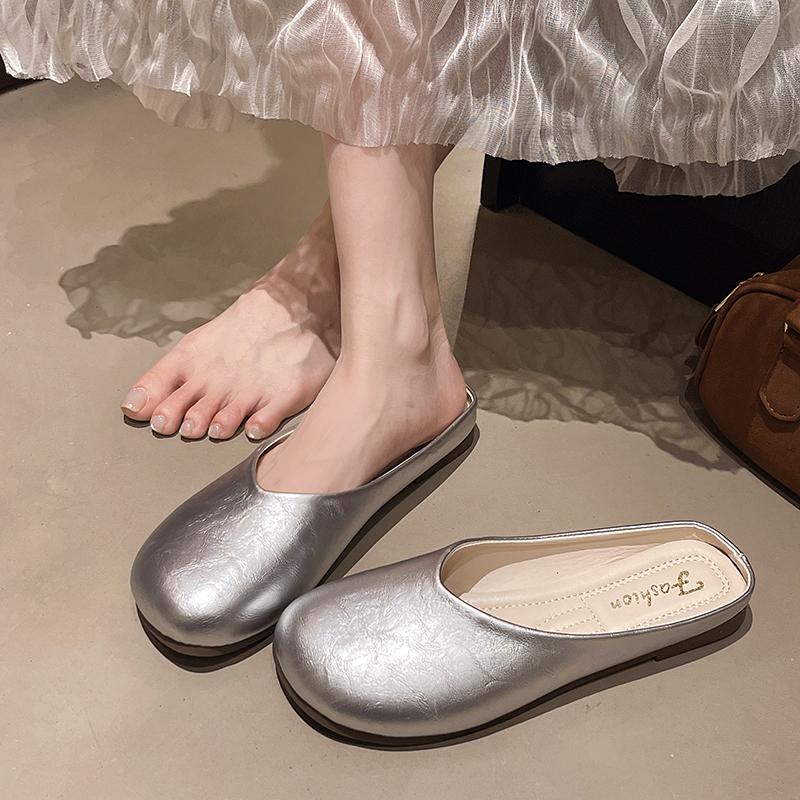 Classic Sweet Women Flats Summer Casual Leather Slip on Round Toe Leisure Shoes for Women Solid Platform Flats Plus Size 35 2329₽