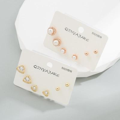 Women's Stud Earring Heart Shaped Creative Micro Set Color Zircon Exaggerated Accessories Earrings