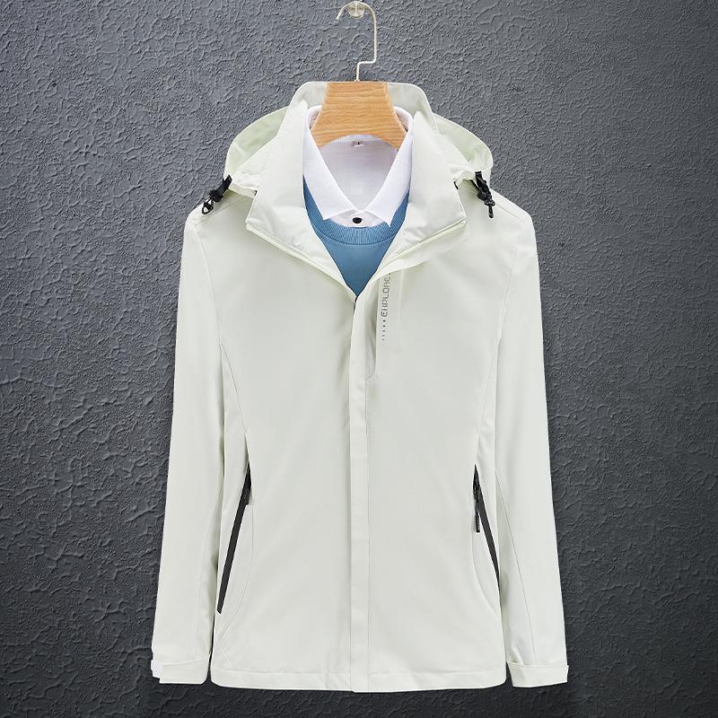 Spring & Autumn Outdoor Windbreaker, Detachable Hood, Solid Color Jacket for Men & Women