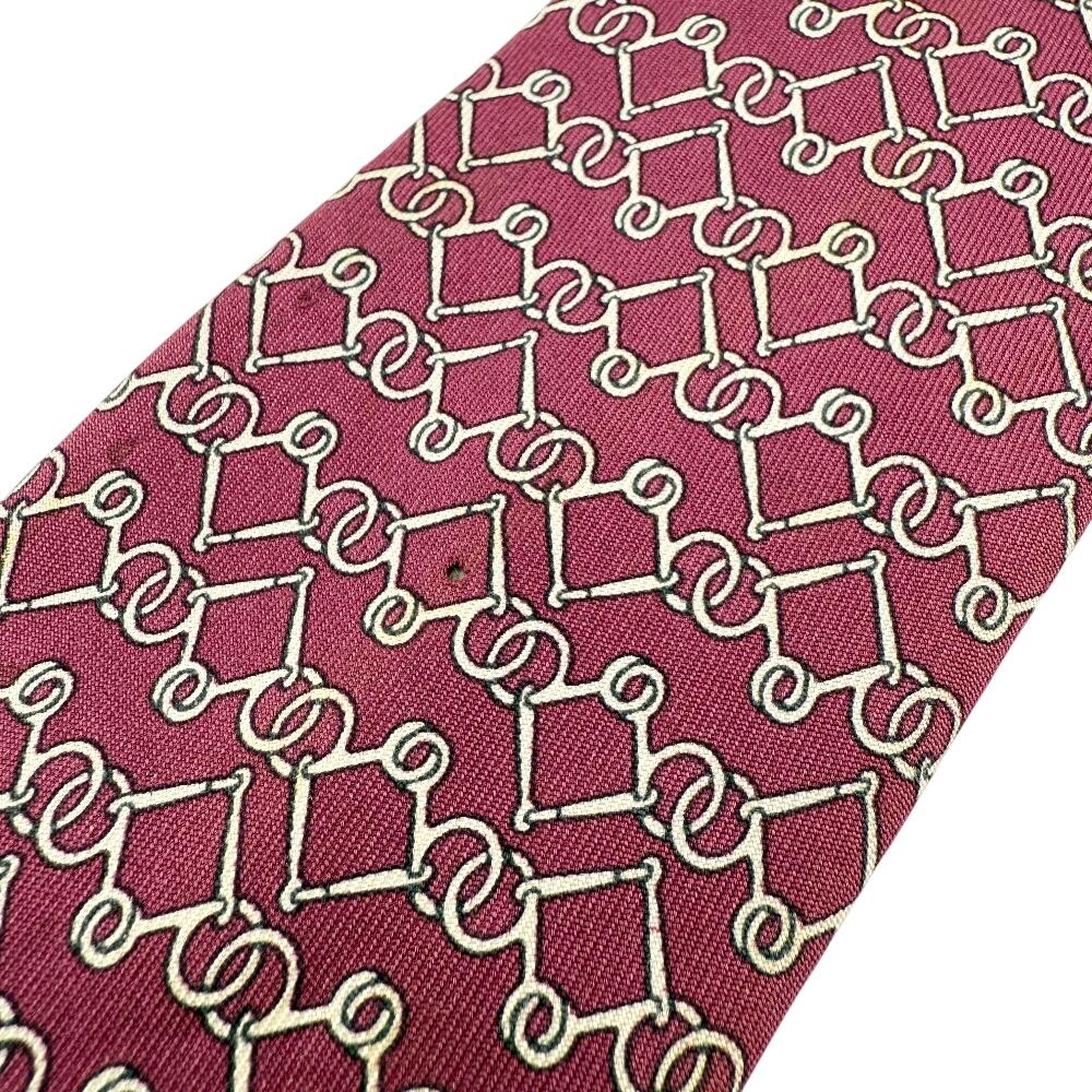 Hermes Gesamter Griff Seidenkrawatte Bordeaux Seide Herren Gebraucht