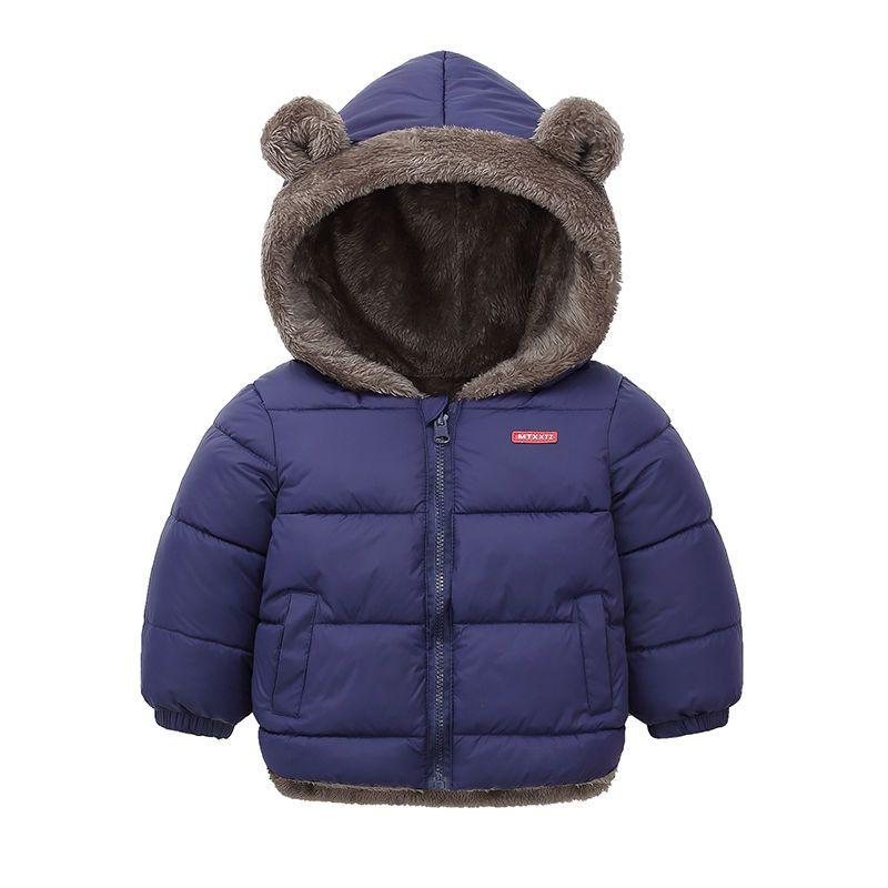 Boys Girls Thick Jackets Winter Kids Padded Fleece Warm Coats Children Hooded Outerwear Kids Clothes Cashmere Snowsuit