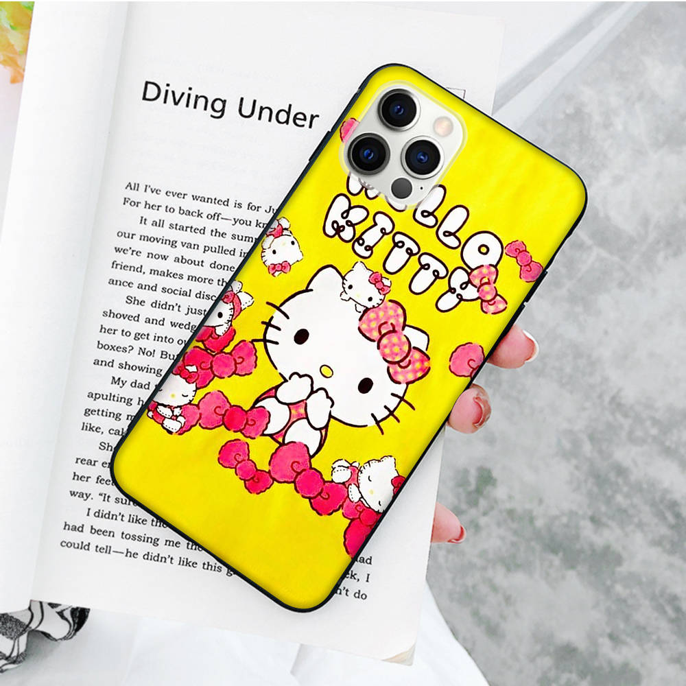 JZ3 Love Hello Kitty Black Sofe Case for OPPO Reno 8 6 5 4 Pro Plus Find X3 A17 A3 A31 A38 A40 A53 A54 A55 A74 A76 A78 A77 A80 A94 A95 A96 Lite