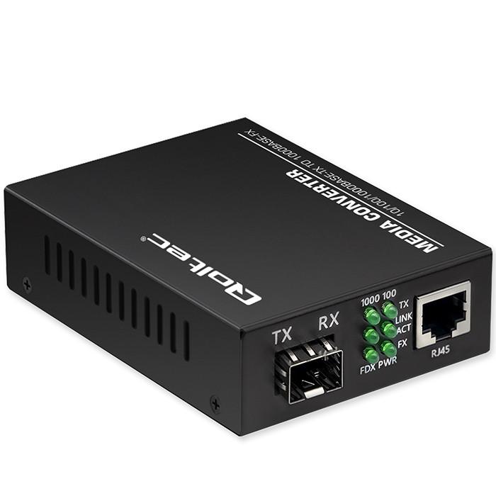 Qoltec Dwukierunkowy Media Konwerter SWITCH Ethernet 1x RJ45 1x SFP| 1000Mb/s | 5V