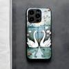 White Swan Illustration Phone Case For IPhone 17 Air 16 E Pro Max 15 14 13 Mini 12 Pro 11 Max Plus Black Glass Cover