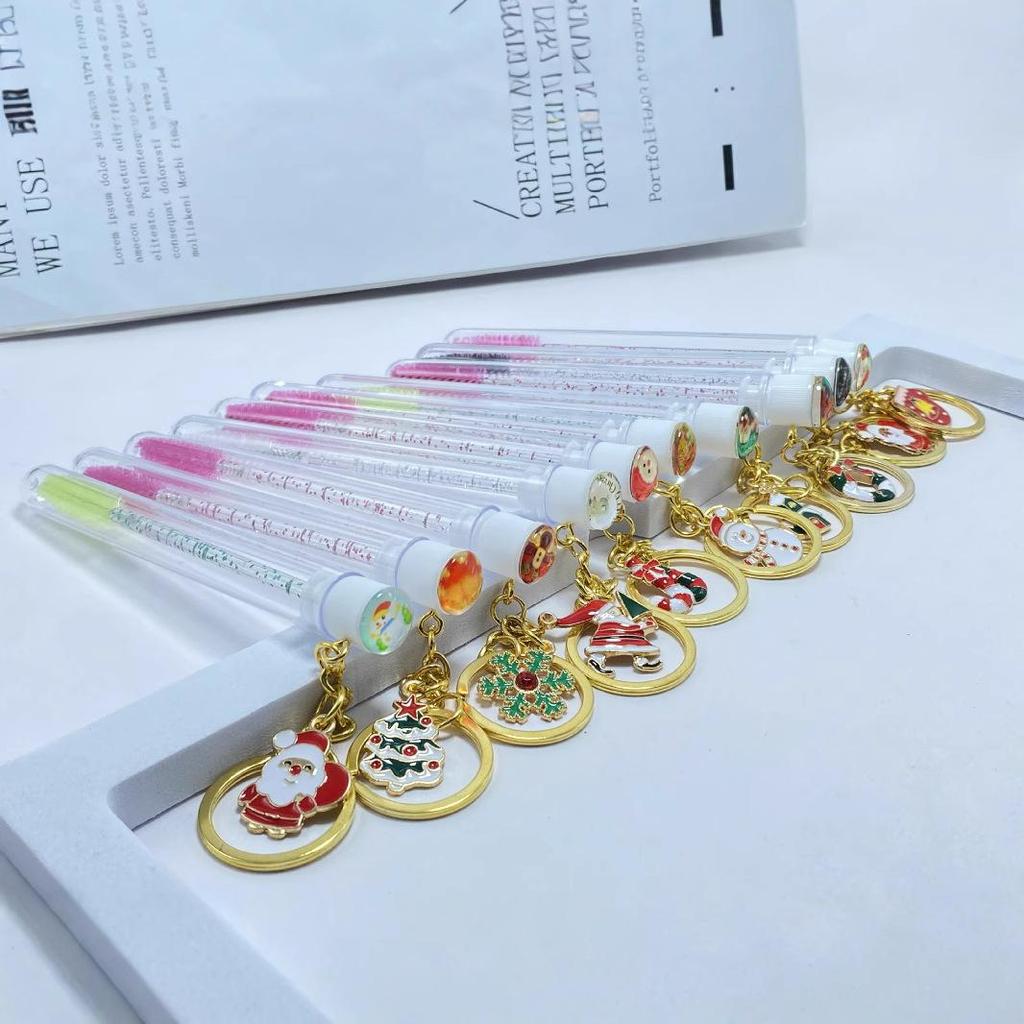 2024 Christmas Eyelash Brush & Comb in Transparent Tube - Eyelash Extension Aftercare Gift