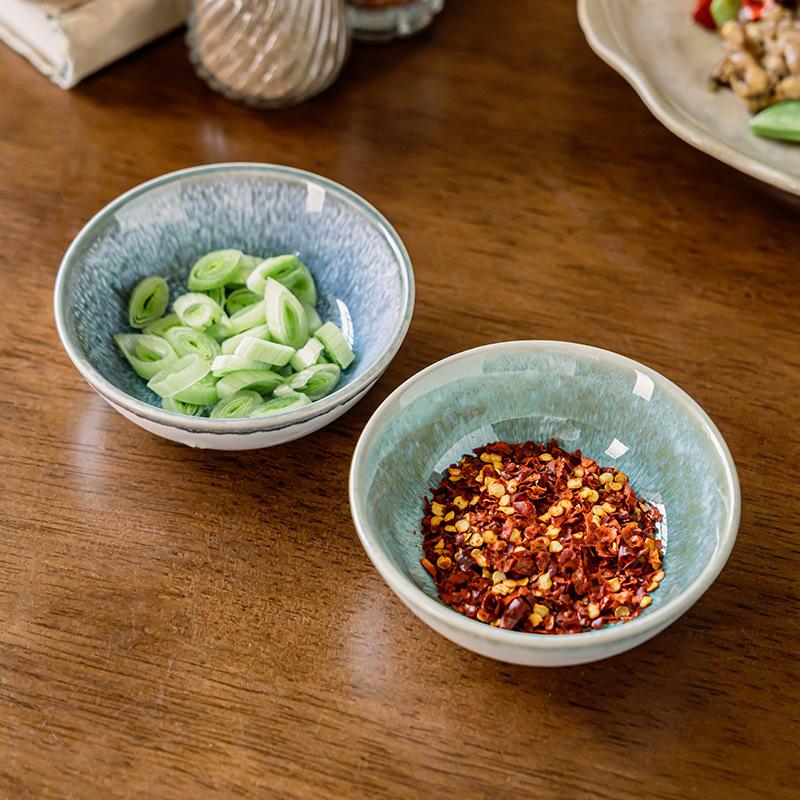 Ceramic Taste Plate, Japanese Kiln Change Plate, Retro Style Tableware, Seasoning Plate, Dipping Plate, Household Round Vegetable Plate, Snack Plate