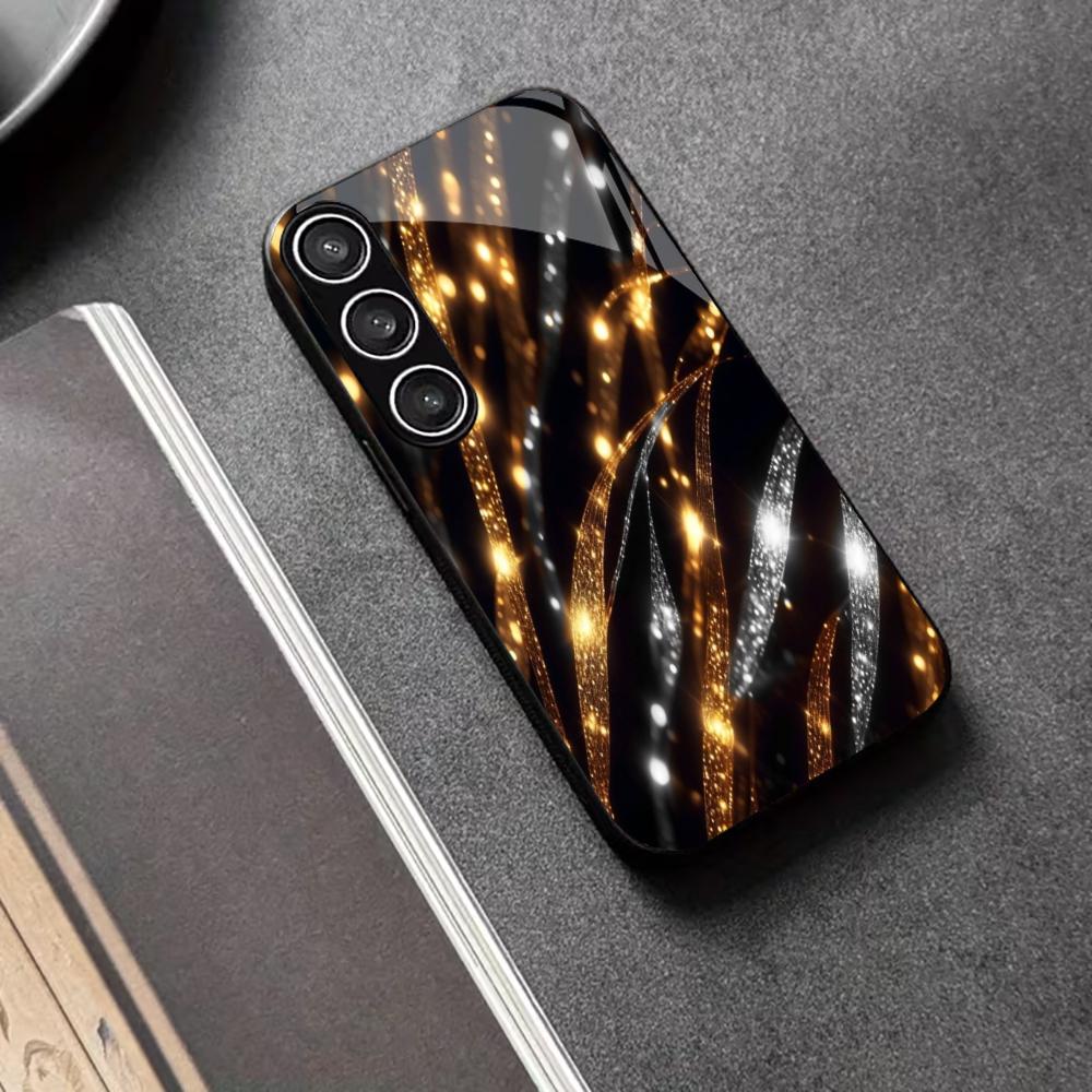 Gold and Silver Patterns PhoneCase Glass PhoneCase for Samsung Galaxy S26 S25 S24 S23 S22 S21 FE Ultra Plus Scratch Proof Smooth