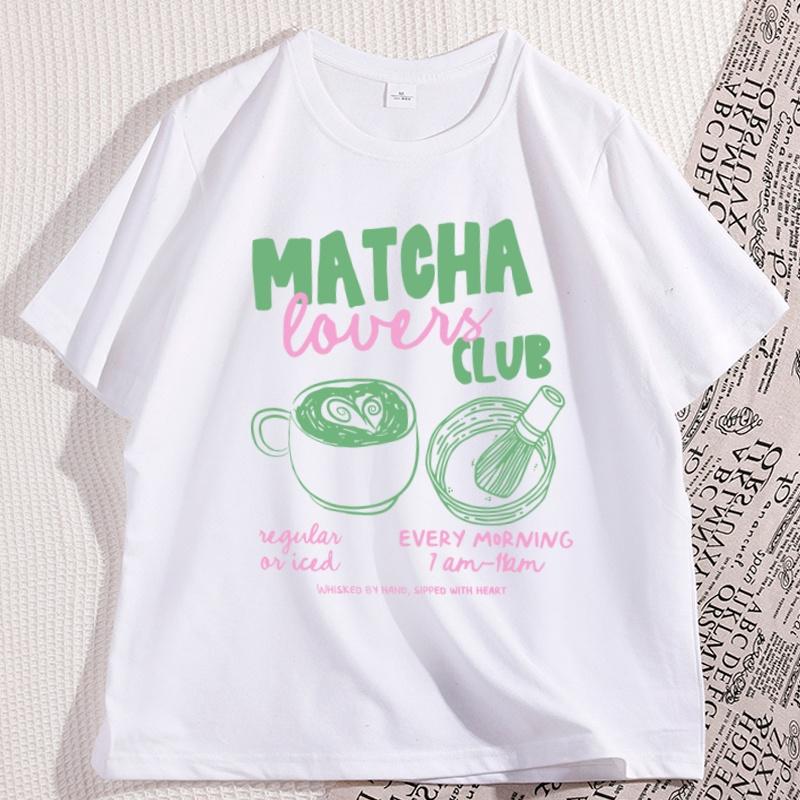 Matcha Lovers Club Tee Oversized T Shirt Cafe Aesthetic Graphic Tee Funny Tea TShirt for Men Women Streetwear