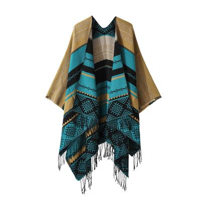 Șal Ciucuri Pelerină Stil Boem Modă Femei Toamnă Iarnă Îngroșat Cald Pașmină Reversibil Înfășurări Pelerină Stil Etnic