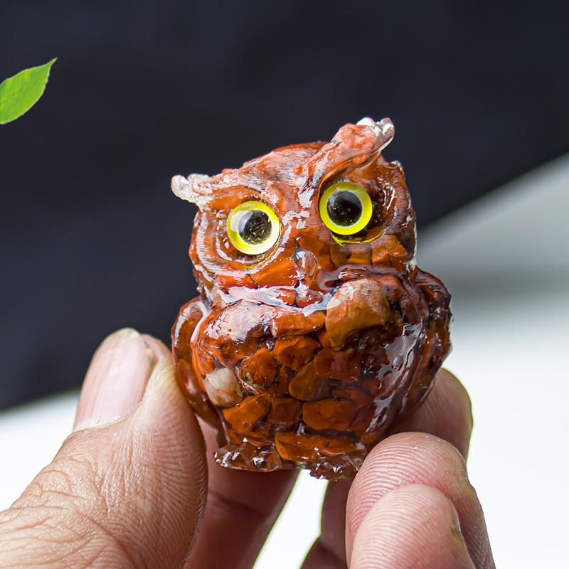 Uil Hars Kristal Beeldje Met Natuurlijke Watersteen Voor Huisdecoratie En Cadeau Geven