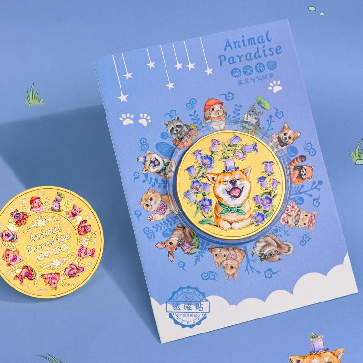 Zoo Cute Pet Commemorative Coins, Gifts, Colorful 3D Gold Plated Creative Refrigerator Stickers, Children s Gift Gifts