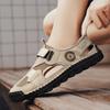 Sandals Men's Tide Summer New Style Leather Toe Cap Outdoor Leisure Sports Hollow Sandals Beach Shoes Handmade Mesh Men Shoes