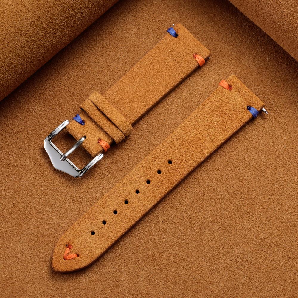 18mm 20mm 22mm Suede Leather Strap for Seiko Vintage Business Watch Band Handmade Stitching Wristband Quick Release Bracelet