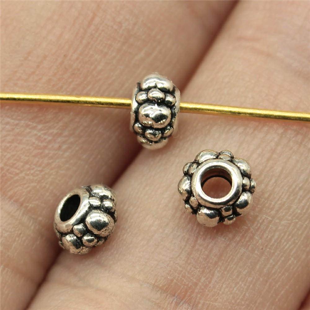 40pcs Antique Silver Color Small Spacer Beads Charm Pendants Jewelry Accessories DIY Small Spacer Beads Charms