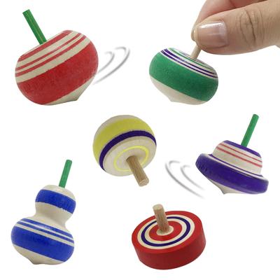 Nostalgic Top Introductory Handstand Sumo Educational Wooden Kids Sesame 6 Types Variety [Old Hand-spinning Set] Top, Top, Hand-spinning Top, Top,
